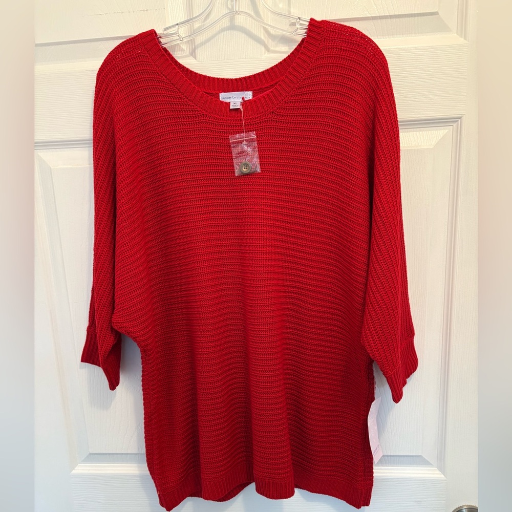 Jennifer Ln Maternity Elegant Red Women's Crew Neck Sweater Size XL